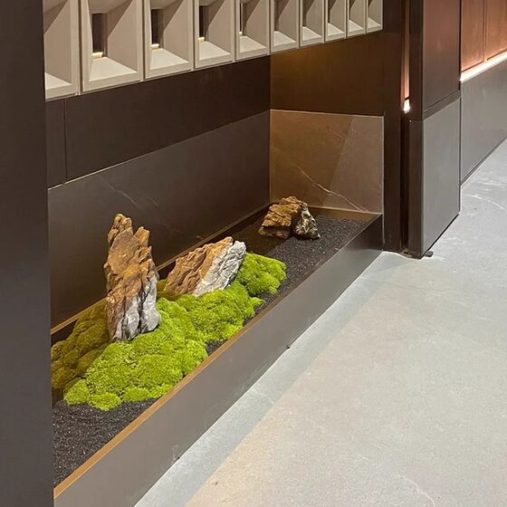 Simulated green plants, high-end light luxury Internet celebrity, platform landscaping, soft decoration, hotel dry landscape entrance hall combination moss