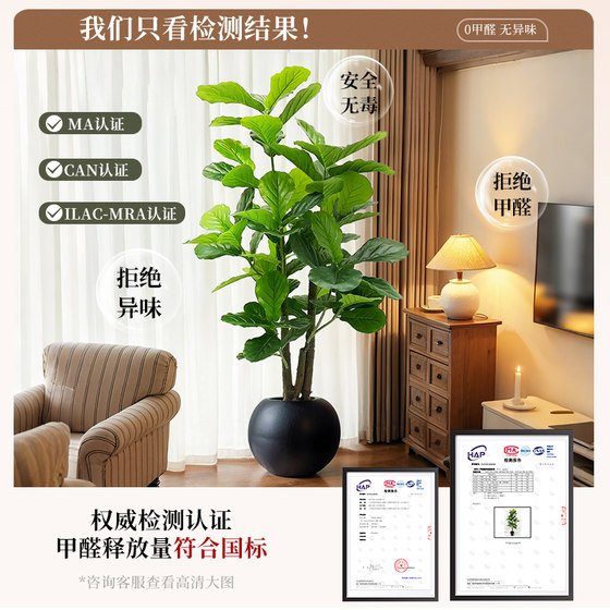 Simulated green plant Ficus fiddleleaf ficus high-end realistic living room