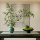 Bamboo simulation fake green plant potted Song Dynasty aesthetic soft decoration Zen ornaments Chinese style indoor entrance tea room decoration