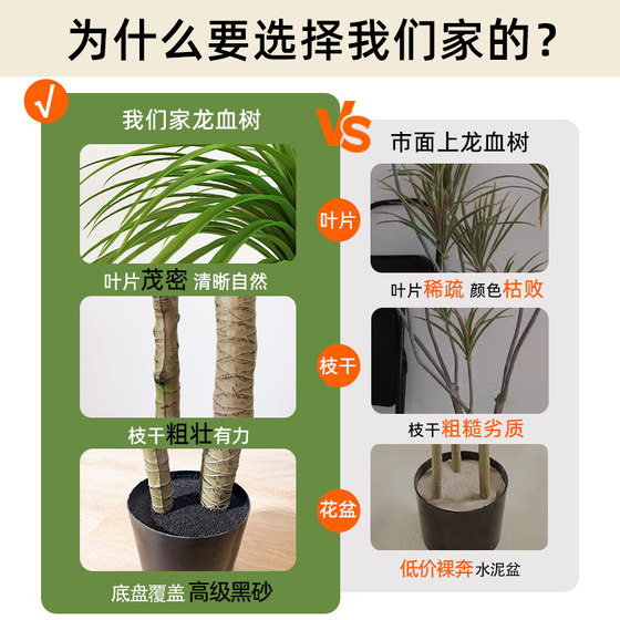 Simulated green plant Dracaena, high-end light luxury interior decoration, large floor-standing ornaments, fake trees, fake flowers, large potted plants