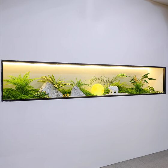 Simulated green plant long strip micro landscape entrance entrance landscaping indoor rockery stone teahouse restaurant window small decoration