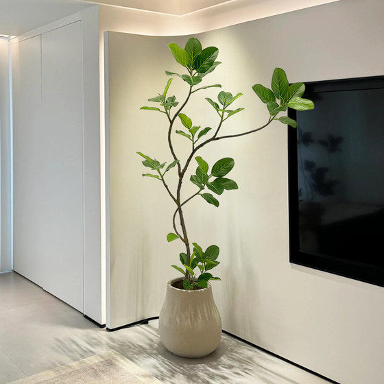 Elegant simulated green plants and large potted plants