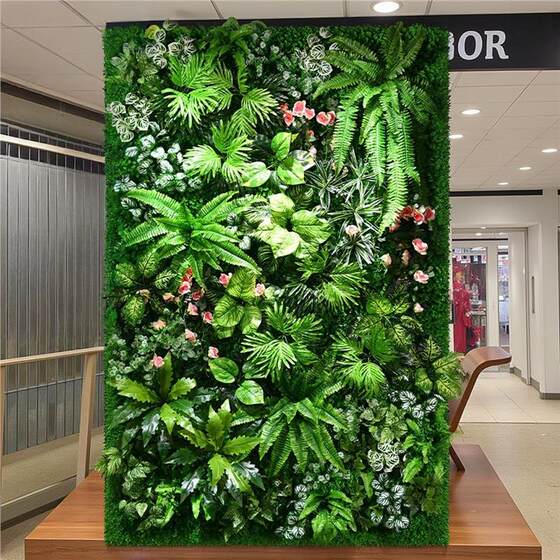 Simulated plant wall three-dimensional green artificial flowers