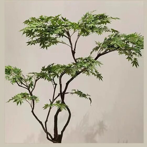 Simulated green plants, large maple trees and maples