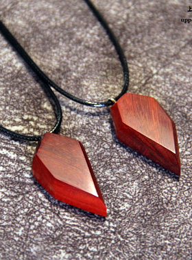 原创动心檀木心形情侣磁铁吊坠