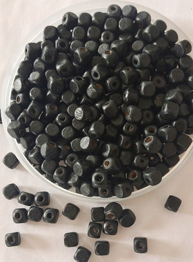 包邮纯色简约黑色四方珠子骰子散珠染色5*5mm小木珠手工diy串珠