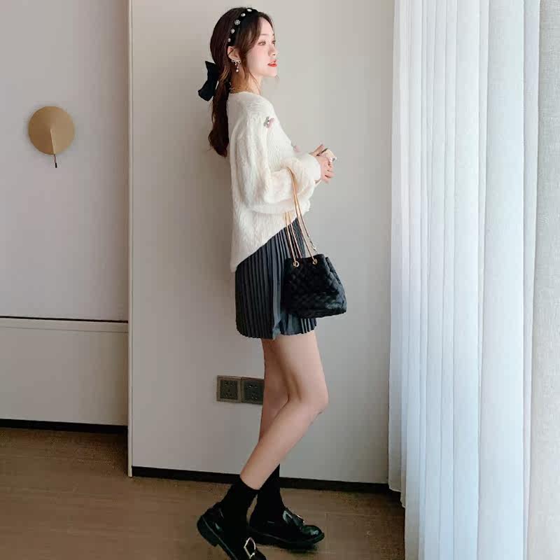 刺绣樱桃针织秋冬季慵懒风长袖毛衣 奥仙儿毛针织衫