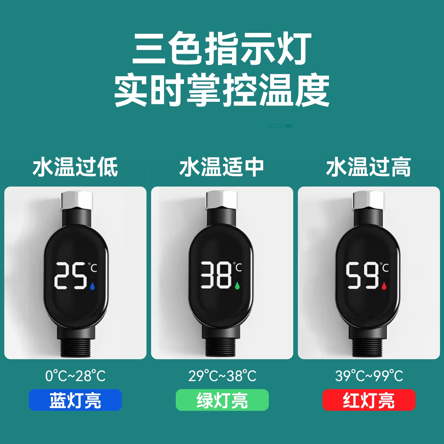 家用式花洒LED温度计水温器4分国标通用新款智能测温儿童洗澡淋浴 - 图2