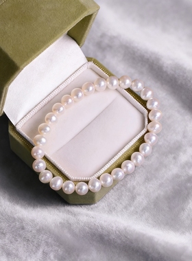 天然淡水珍珠5A极强光蛋圆高亮近无暇珍珠手链复古轻奢高级感手串