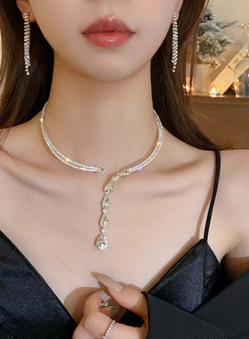 锆石水滴choker项链轻奢百搭