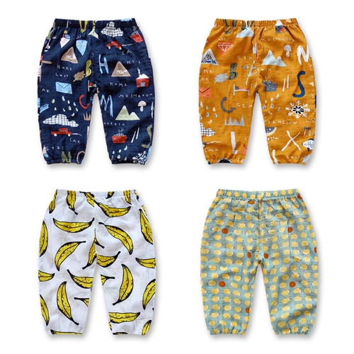 Детское средство от комаров, хлопковые летние ультратонкие штаны, тонкий фонарь подходит для мужчин и женщин для девочек для младенца