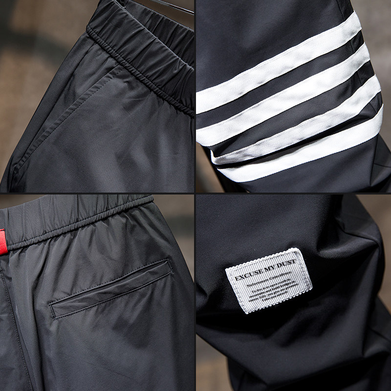 运动休闲潮牌束脚黑色男士长裤子 兴天地休闲裤