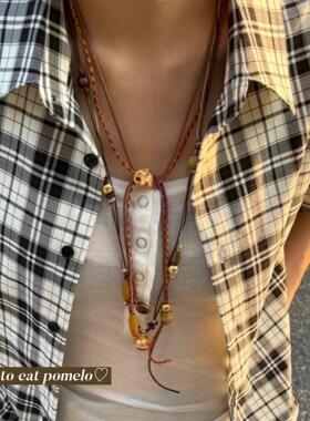 部落山丘编织大象编绳项链