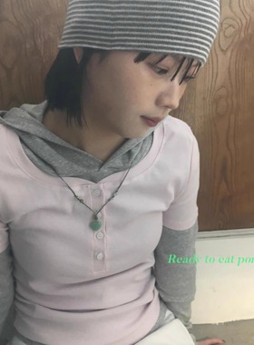 韩国小众品牌*玉色爱心水晶项链