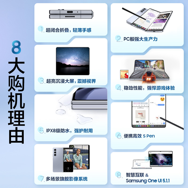 【下单至高省2000元】三星/Samsung Galaxy Z Fold5 全新折叠屏智能AI手机 拍照5G手机官方正品 闭合精工铰链 - 图0