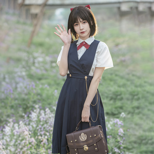 木之窝大码护奶裙日系JK制服百褶裙女学生卡奶裙背心裙 - 图0