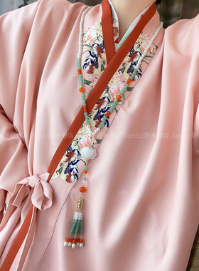 莲花吊坠长流苏背云璎珞项链