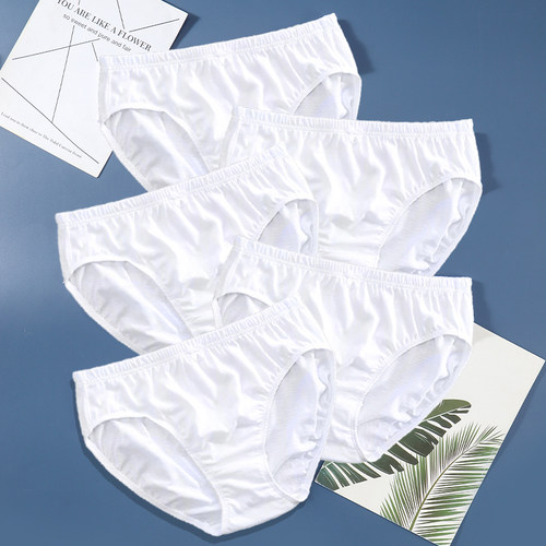 100%纯棉内裤女生中腰加大码简约透气宽松舒适学生纯色三角裤头 - 图0