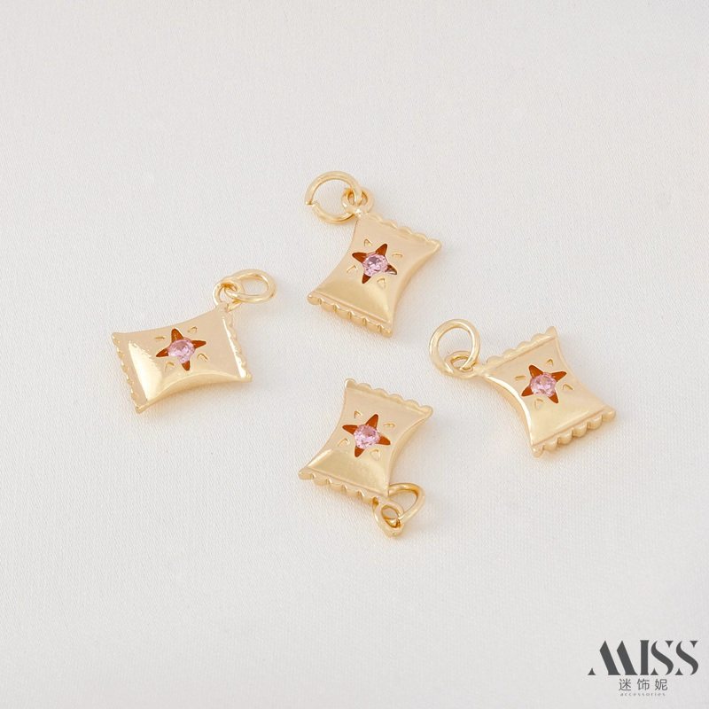 14K包金保色镶锆石袋装糖果diy手工配件手链项链饰品挂件吊饰吊坠,淘宝优惠券,粉丝福利购,淘宝优惠卷