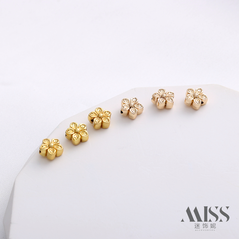 14K包金保色双面五叶花隔珠diy手工串珠散珠隔片手链项链配饰配件 - 图3