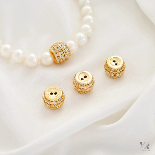 14K包金保色满镶锆石收尾螺丝扣旋转连接扣diy珍珠手链项链扣配件 - 图3