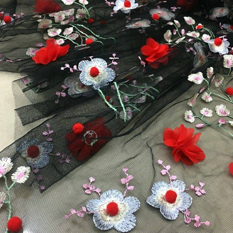 新品柔软网纱3D立体刺绣蕾丝面料珠子瓣订花服装女裙子绣花布料,淘宝优惠券,粉丝福利购,淘宝优惠卷