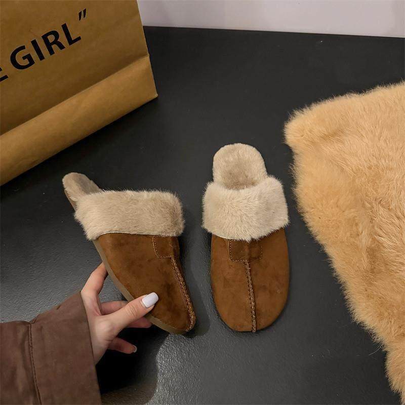春季毛毛包头半拖鞋女2026新款外穿平底懒人勃肯鞋加绒拖鞋0116z,淘宝优惠券,粉丝福利购,淘宝优惠卷