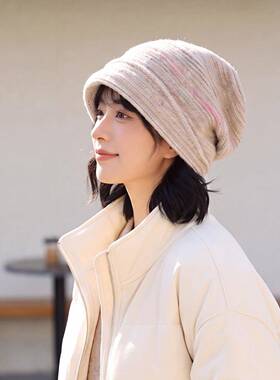 1020r慵懒不洗头堆堆帽女款天宽松大头围显脸小月子包头冷帽子