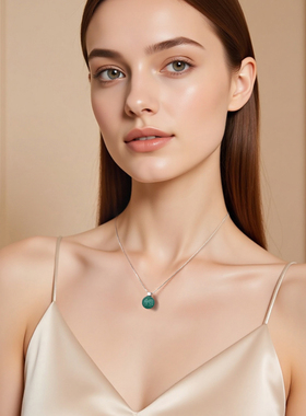 新中式绿玉髓戴妃项链节日礼物女