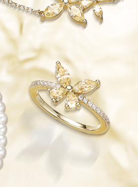 蝴蝶金色戒指小众设计感女