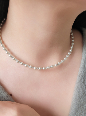 施家珍珠项链S925银项圈