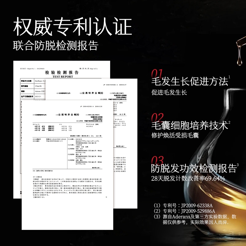 Aderans爱德兰丝洗发水护发素防掉健发脂溢性控油去屑无硅油套装