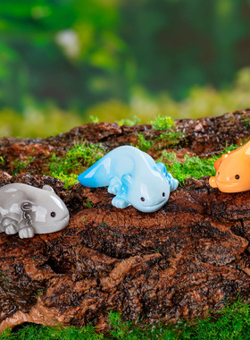 跨境新品卡通可爱呆呆小蝾螈 微景观创意六角龙办公室桌面小摆件