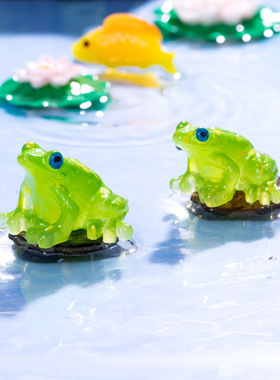 微景观创意夜光写实树蛙小青蛙生态瓶池塘造景装饰配件迷你小摆件