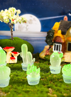 新款立体夜光仙人掌 多肉 汽车摆件微景观挂饰钥匙扣配件diy材料