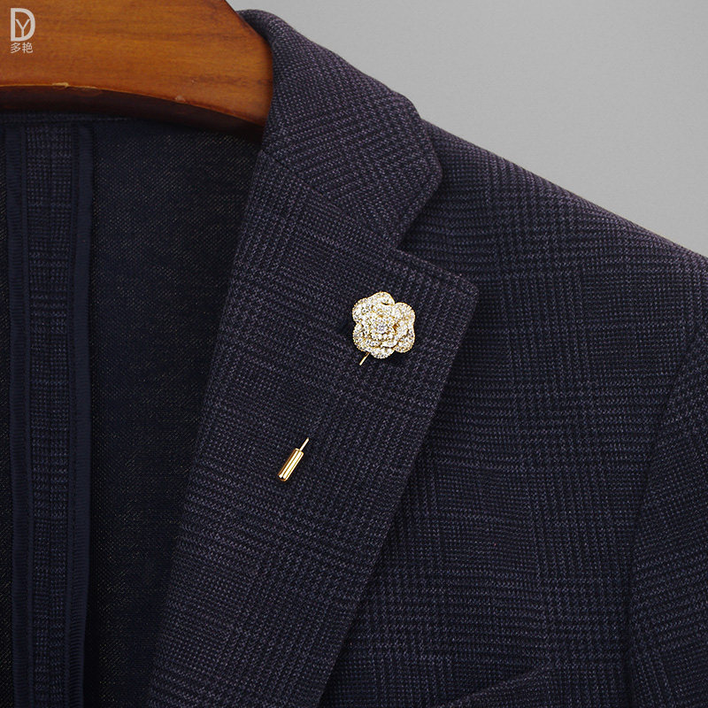 玫瑰花胸针锆石微镶简约时尚插针一字胸花日韩国女士西服外套配饰,淘宝优惠券,粉丝福利购,淘宝优惠卷