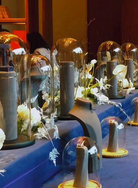 圆头艺术风蛋糕展示首饰玻璃罩子