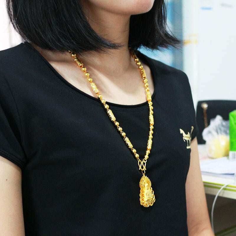 越南男镀黄金首饰泰国圆珠沙金项链 彩芮项链