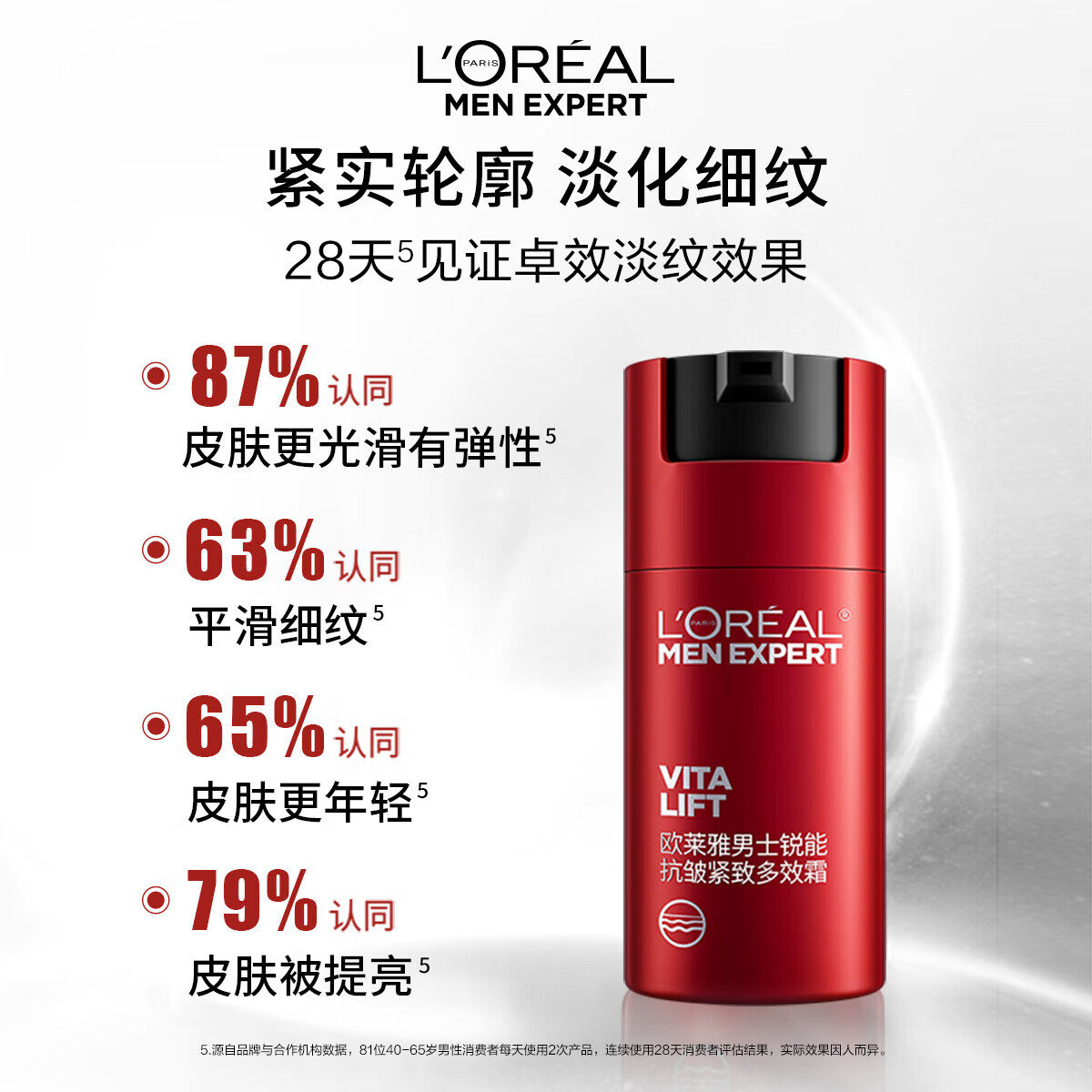 欧莱雅男士面霜 锐能抗皱紧致多效霜淡纹补水护肤品面部护理50ml,淘宝优惠券,粉丝福利购,淘宝优惠卷