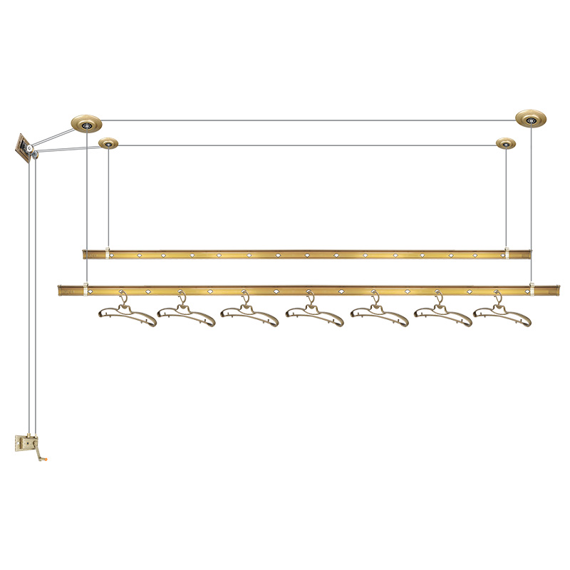 红杏658升降晾衣架阳台手摇晾衣杆双杆室内自动家用凉衣架晒衣架-图2