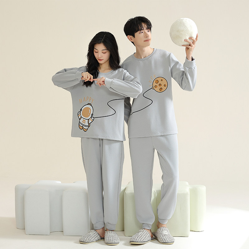 2023新款秋冬款情侣睡衣女空气棉加厚夹层新款冬季男士家居服套装,淘宝优惠券,粉丝福利购,淘宝优惠卷