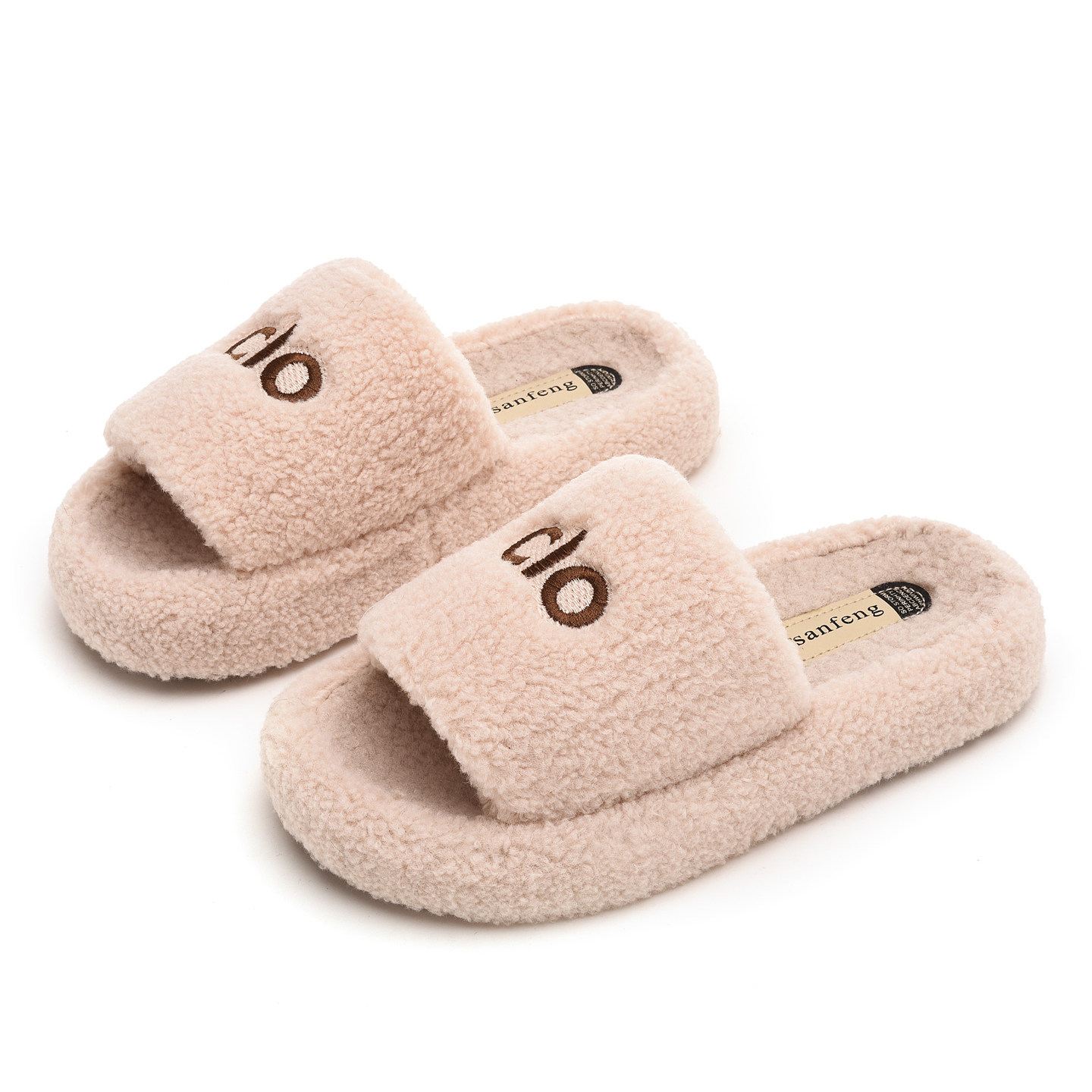 【高货4.0】韩版字母网红毛毛拖鞋女简约外穿时尚百搭厚底一字拖,淘宝优惠券,粉丝福利购,淘宝优惠卷