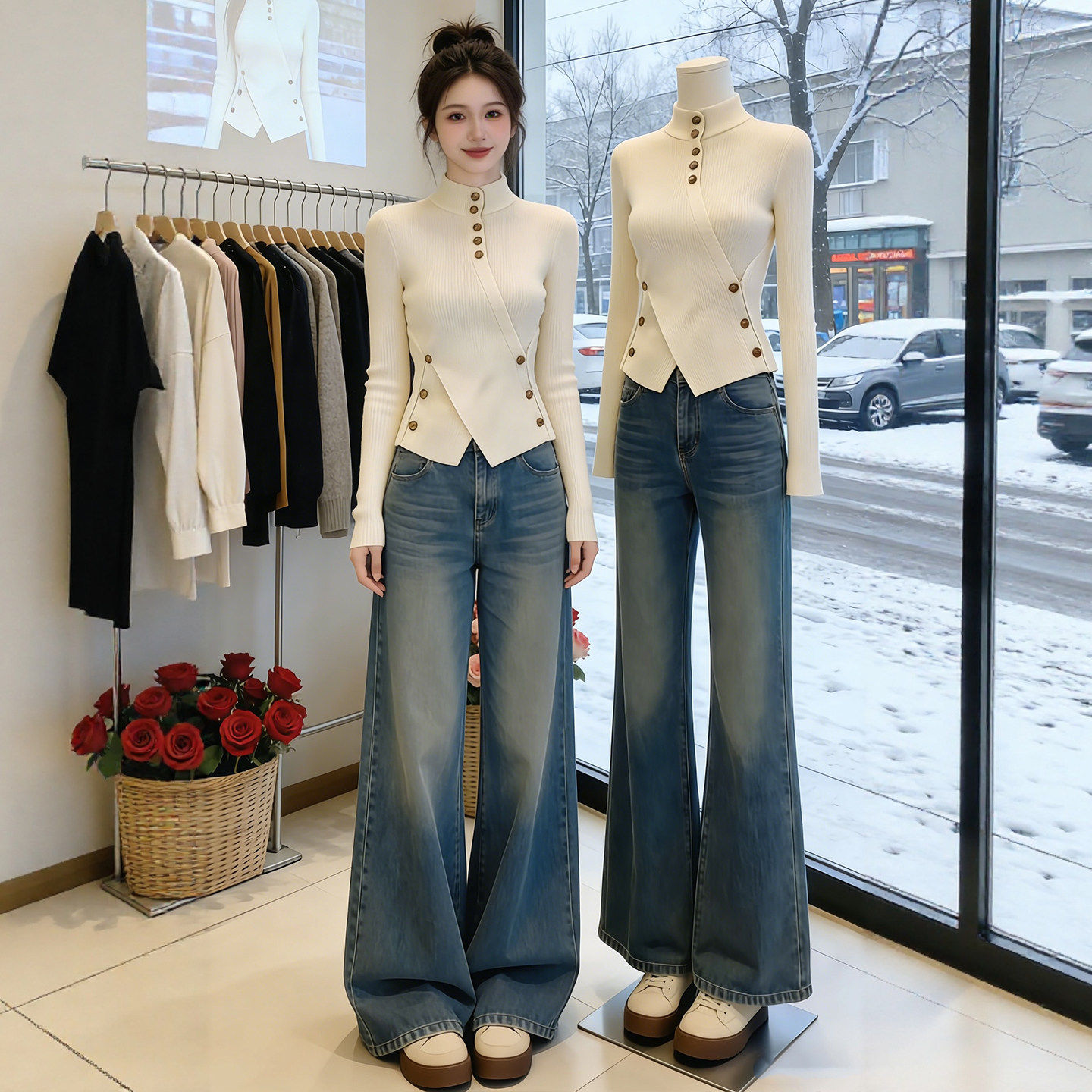 法式复古半高领毛衣针织打底衫女内搭秋冬设计感修身短款长袖上衣,淘宝优惠券,粉丝福利购,淘宝优惠卷