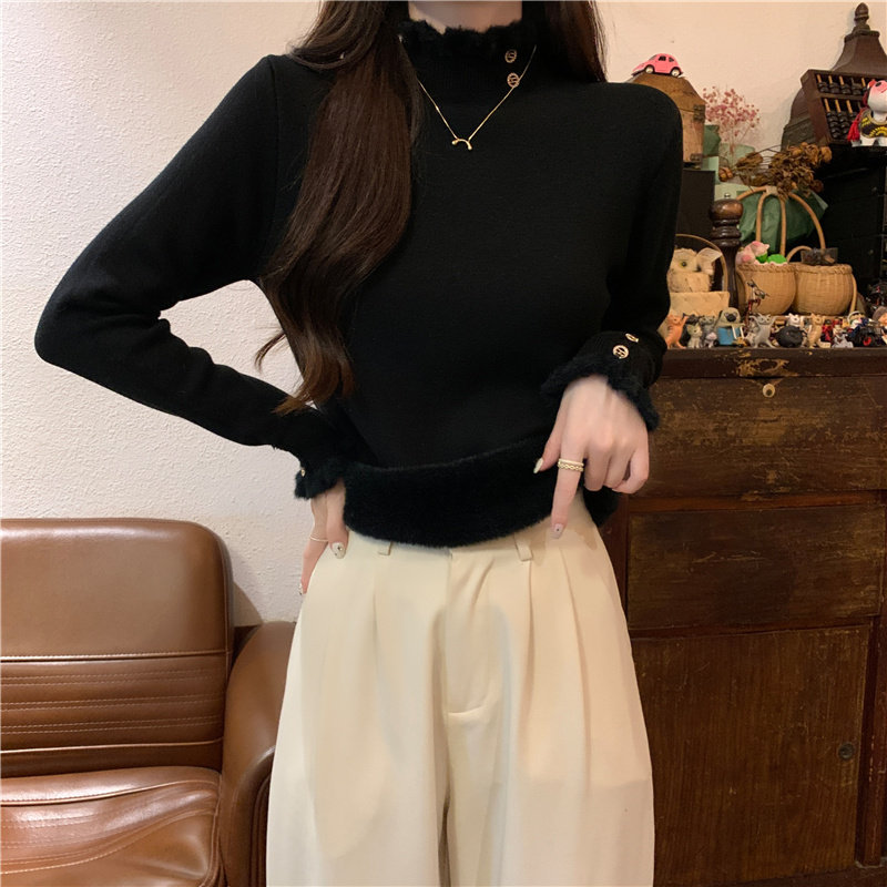 秋冬设计感小众高领长袖打底针织衫上衣加厚一体绒保暖毛衣女内搭,淘宝优惠券,粉丝福利购,淘宝优惠卷