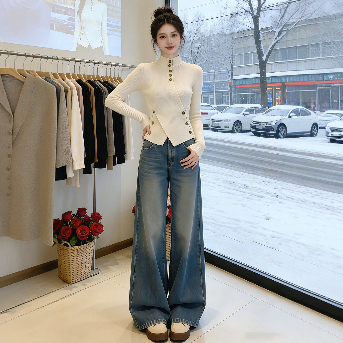 法式复古半高领毛衣针织打底衫女内搭秋冬设计感修身短款长袖上衣,淘宝优惠券,粉丝福利购,淘宝优惠卷