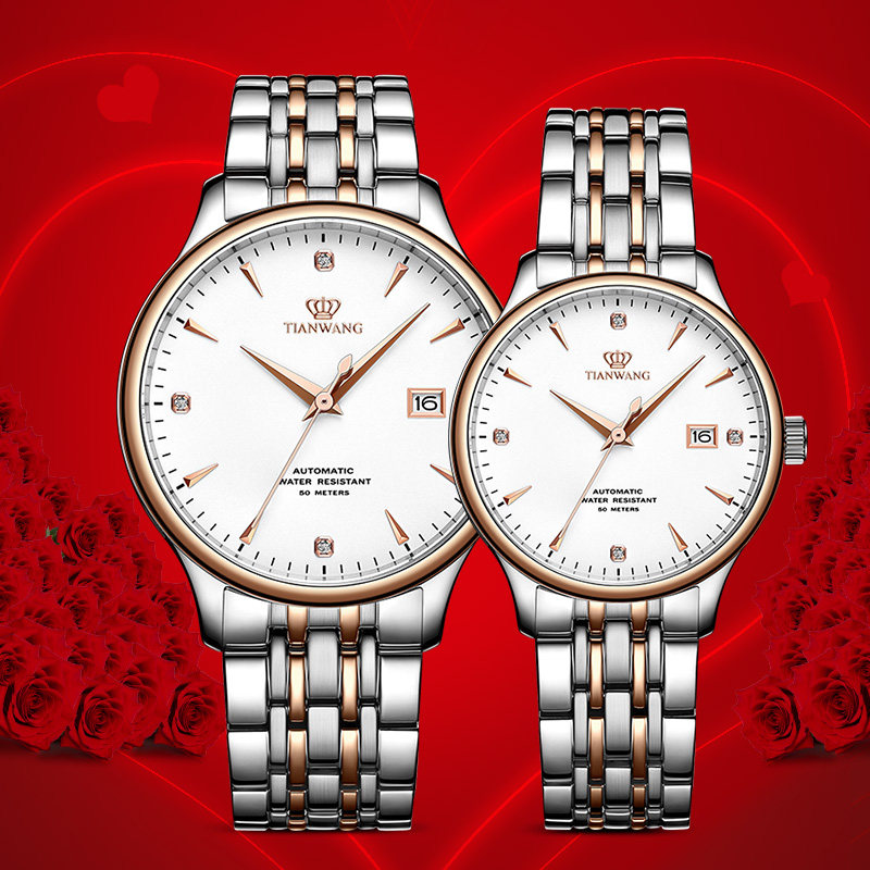 天王品牌手表正品防水自动机械表简约男表时尚情侣对表女式腕表