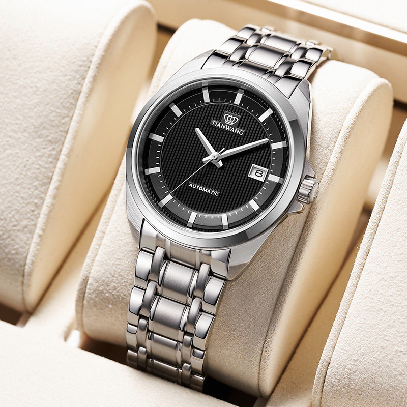 正品自动男士防水钢带送礼天王表 天王天唯雅国产腕表