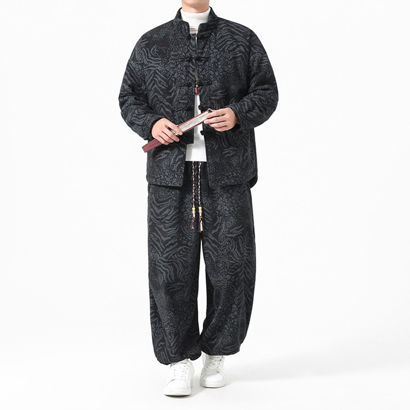 中国风冬季暗纹提花套装男新中式大码立领保暖两件套复古盘扣棉服,淘宝优惠券,粉丝福利购,淘宝优惠卷