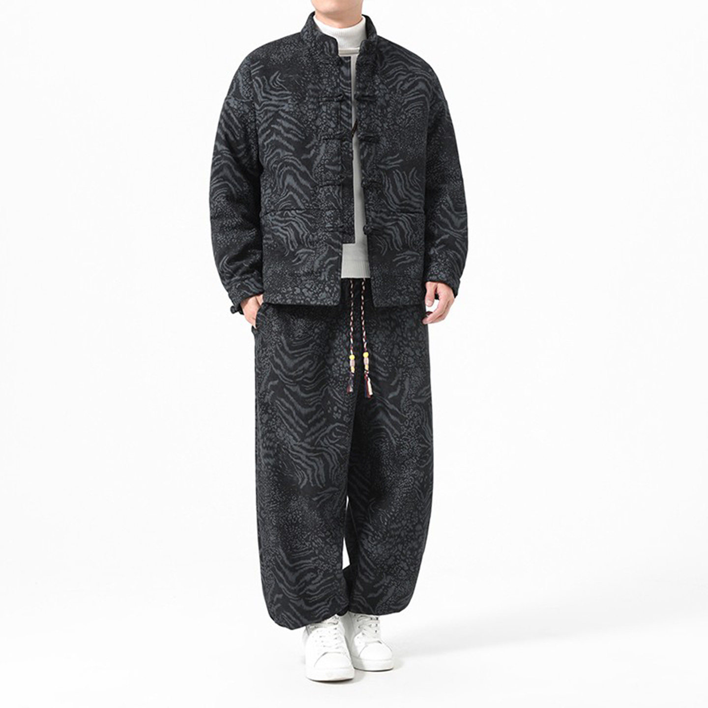 中国风冬季暗纹提花套装男新中式大码立领保暖两件套复古盘扣棉服,淘宝优惠券,粉丝福利购,淘宝优惠卷