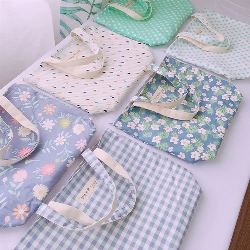 Японский свежий портативный тканевый мешок с молнией, сумка, из хлопка и льна